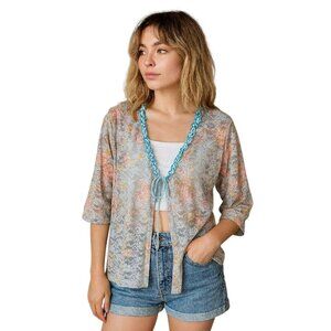 VINTAGE blue floral lace cover up cardigan tie front top sabrina carpenter vibes